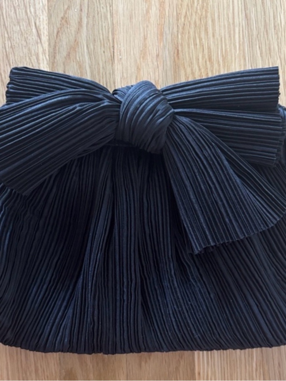 Loeffler Randall Elegant Black Pleated Bow Clutch